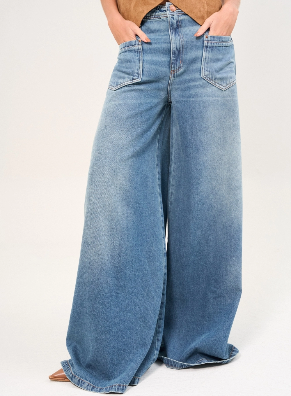 Calça Feminina Jeans Wide Leg Índigo 4