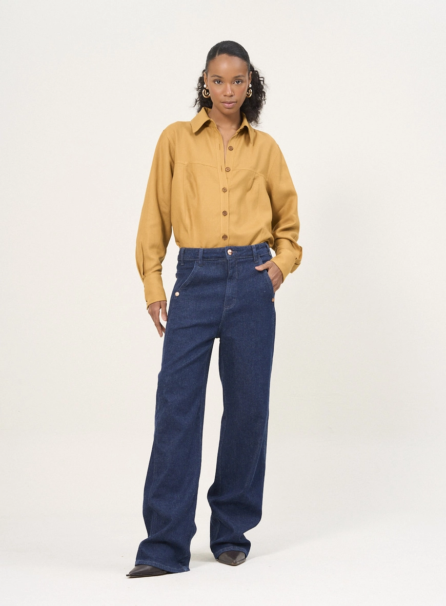Calça Feminina Jeans Wide Leg - Lilian Índigo 1