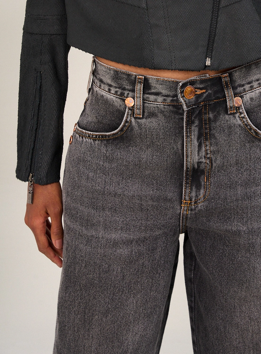 Calça Feminina Jeans Com Lavagem Escura Indigo Preto 3