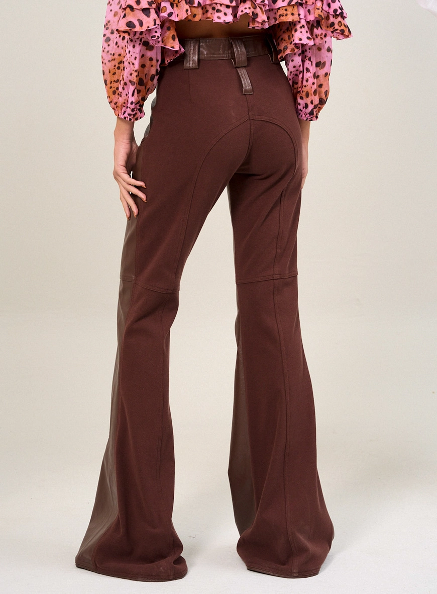 Calça Feminina Flare Em Pu Marrom 2