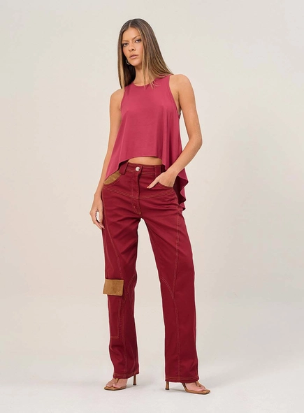 Calça Feminina Cargo Com Recortes