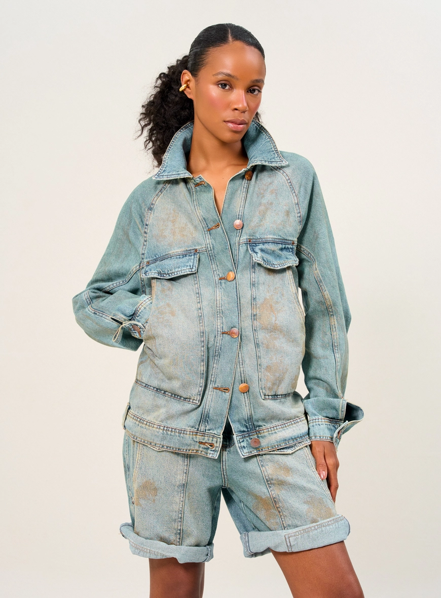 Jaqueta Feminina Oversized Jeans Índigo 1