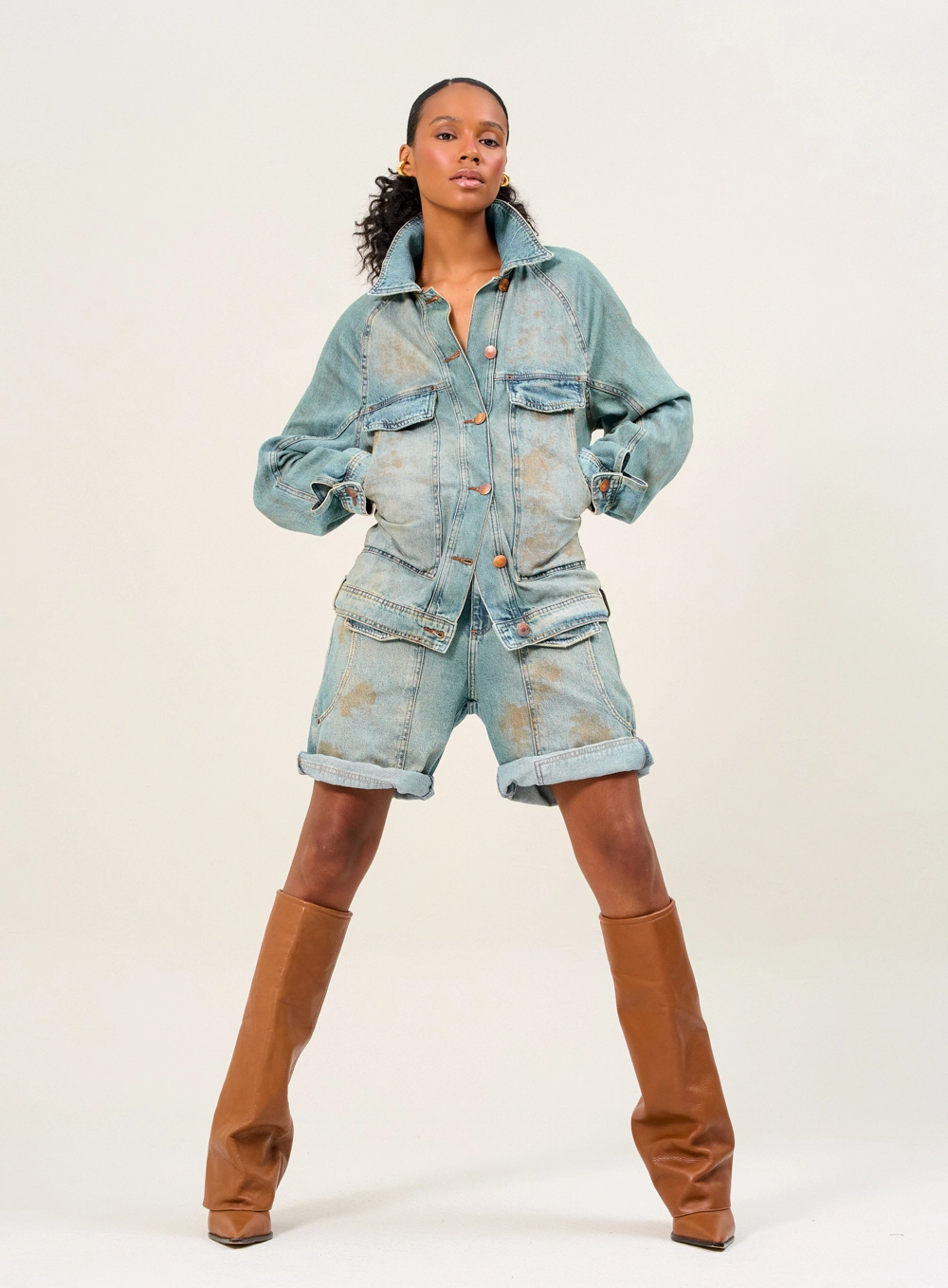 Jaqueta Feminina Oversized Jeans Índigo 4