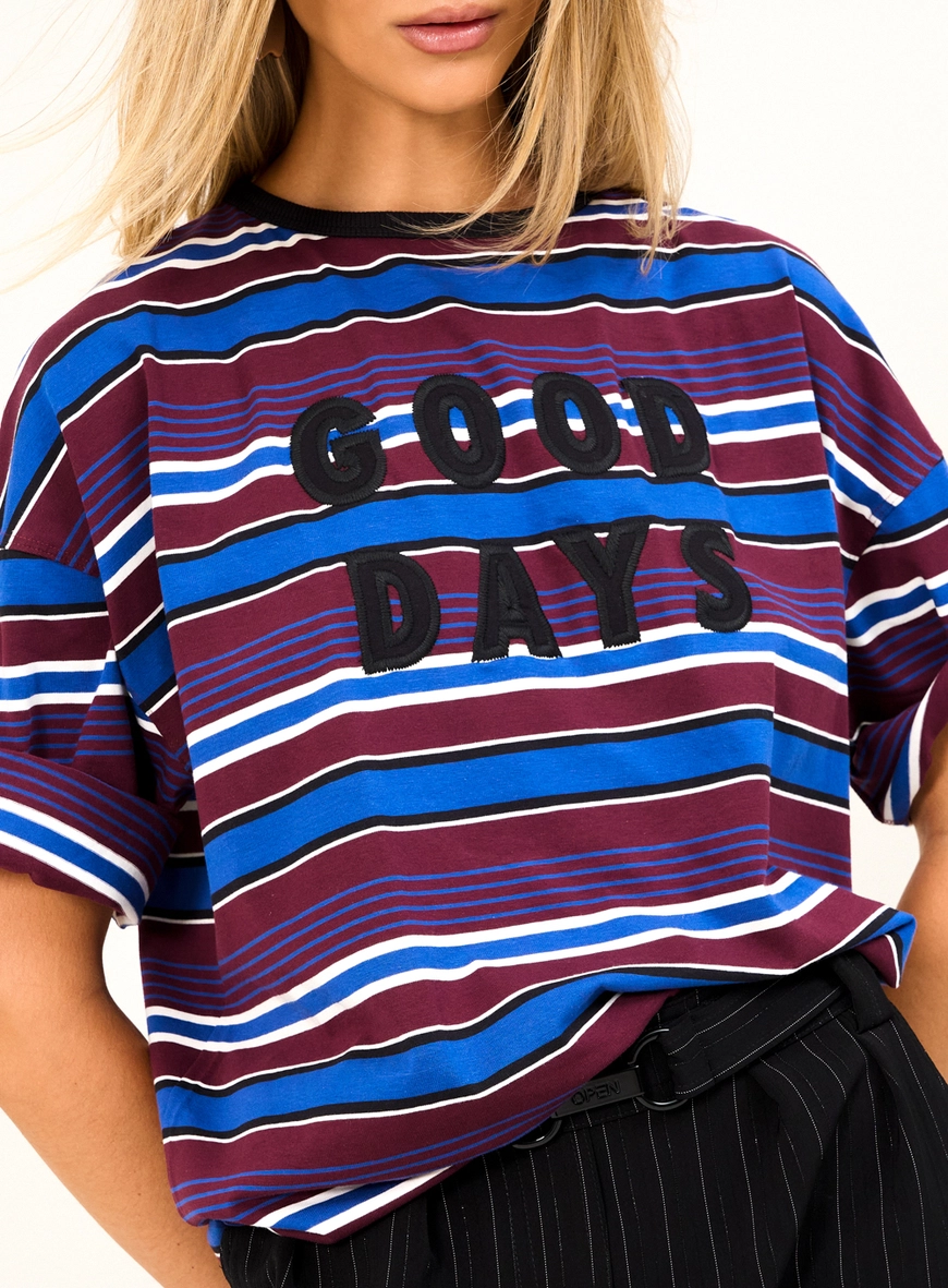 Camiseta Listrada Com Bordado Estampados 3