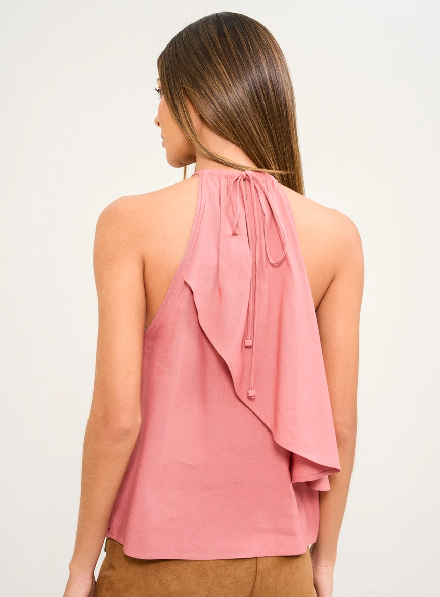 Blusa Halter Com Sobreposição Frontal. Rosa 2