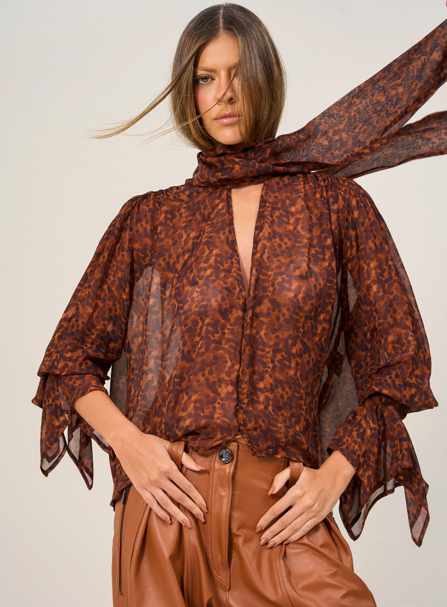 Blusa Feminina Estampa Animal Print Com Amarração Estampados 1
