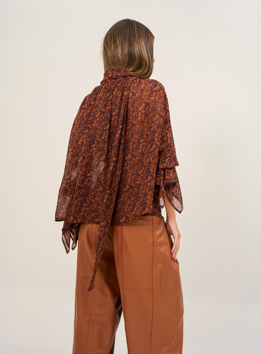 Blusa Feminina Estampa Animal Print Com Amarração Estampados 2