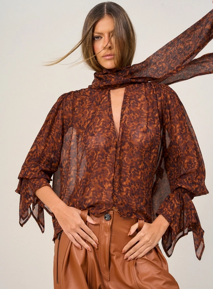 Blusa Feminina Estampa Animal Print Com Amarração