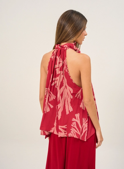 Blusa Estampada Com Gola Alta