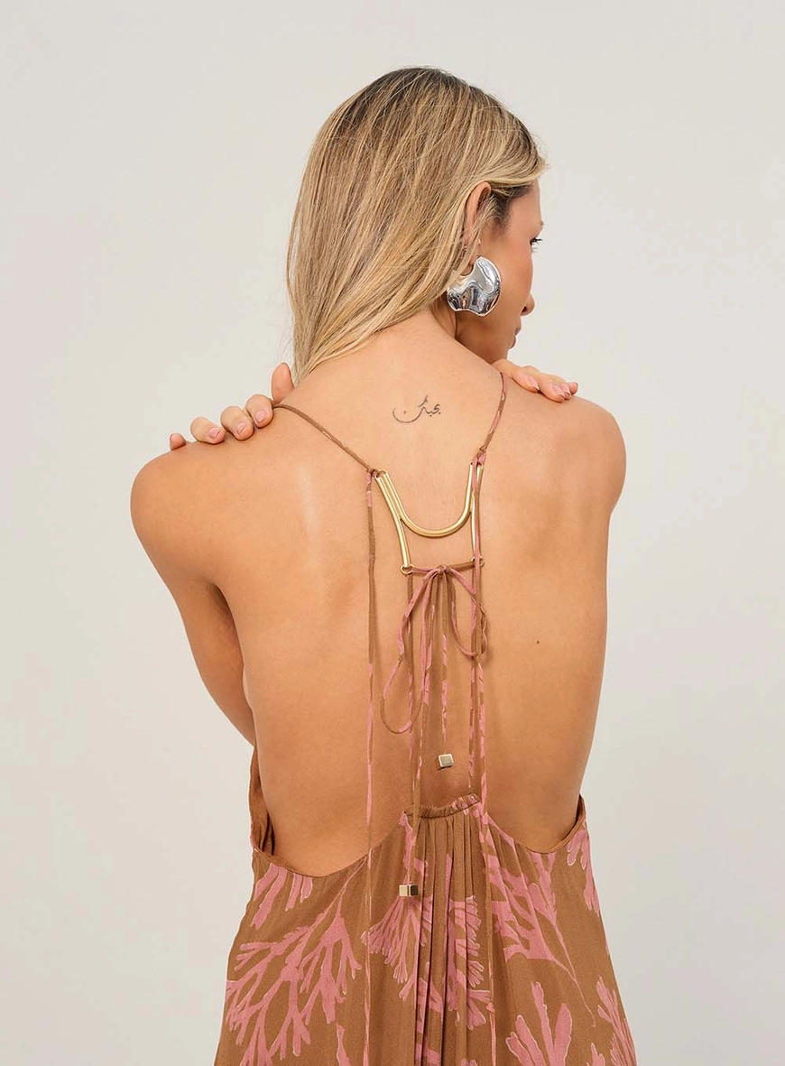 Vestido Midi Com Recortes Horizontais Estampados 3
