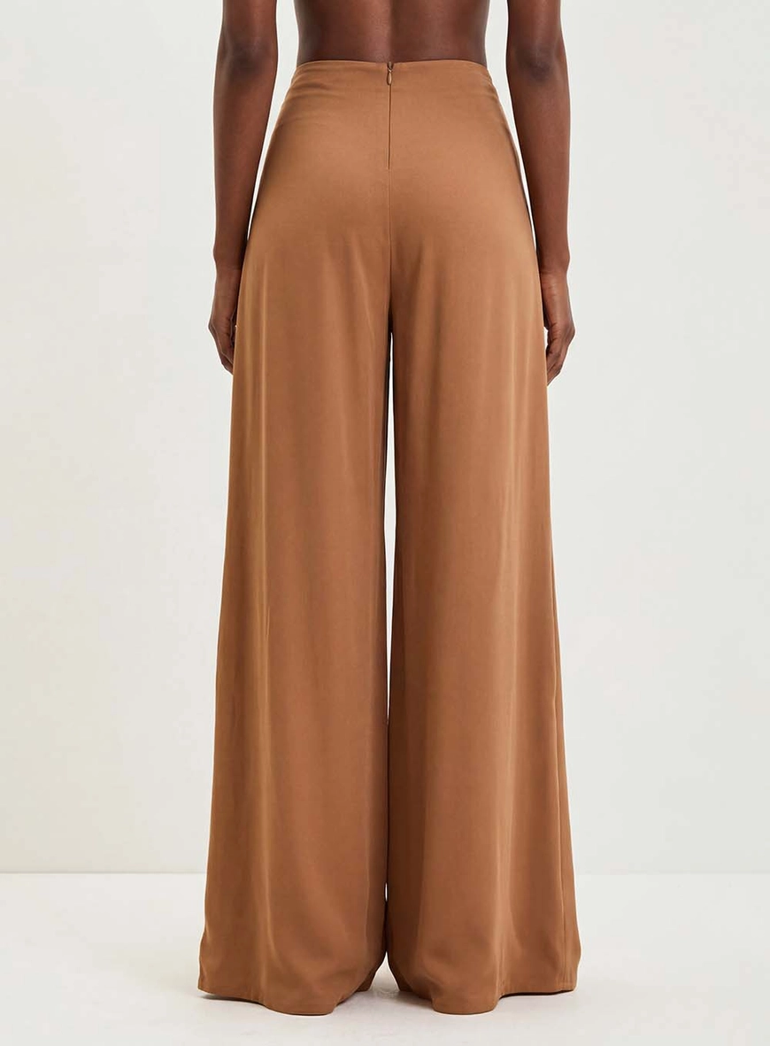 Calça Feminina Com Amarração Frontal - Ampla Bege 2
