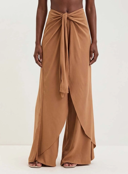 Calça Feminina Com Amarração Frontal - Ampla