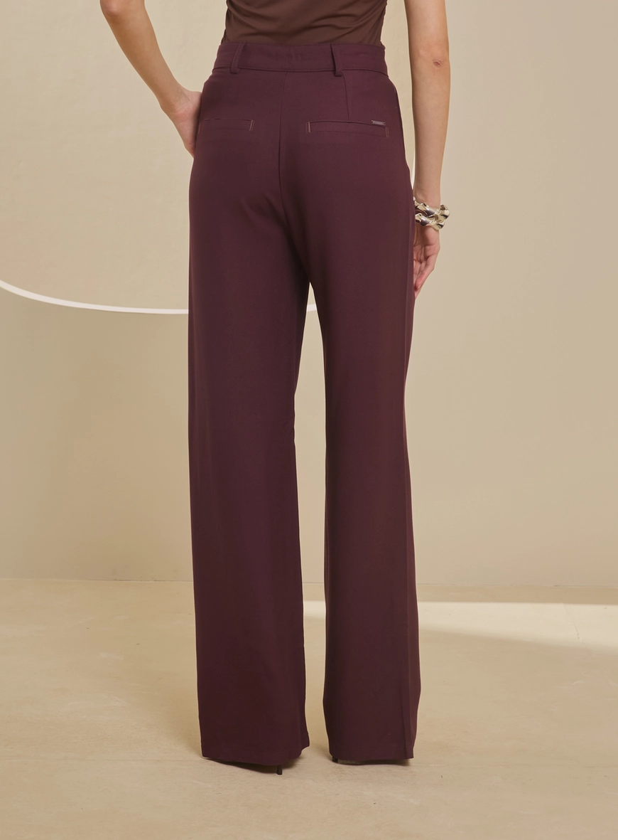 Calça Alfaiataria Feminina Reta Marrom