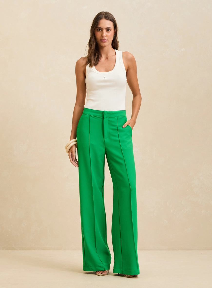 Calça Alfaiataria Feminina Slim Verde 1