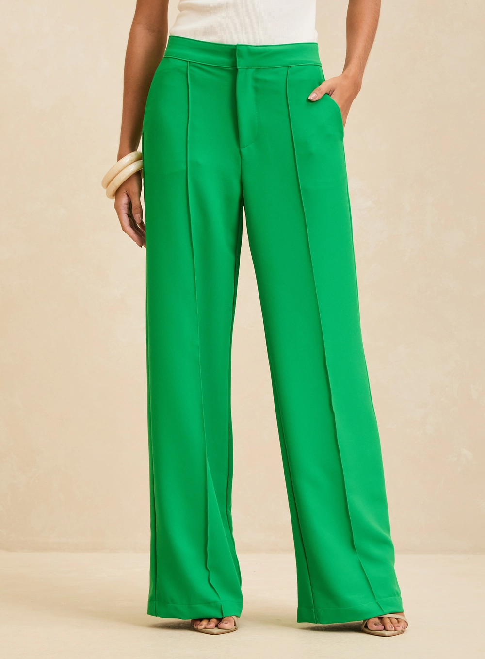Calça Alfaiataria Feminina Slim Verde 3