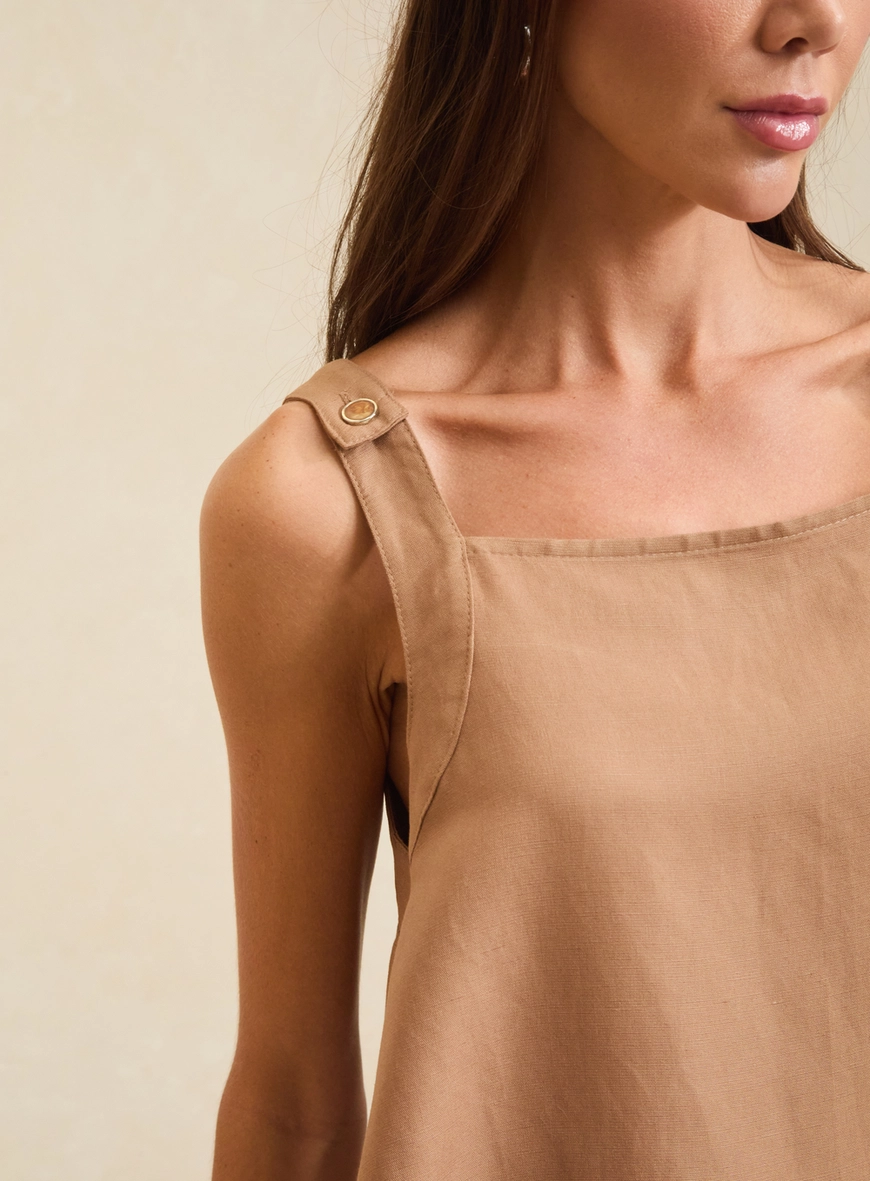 Blusa Ampla Decote Quadrado Marrom