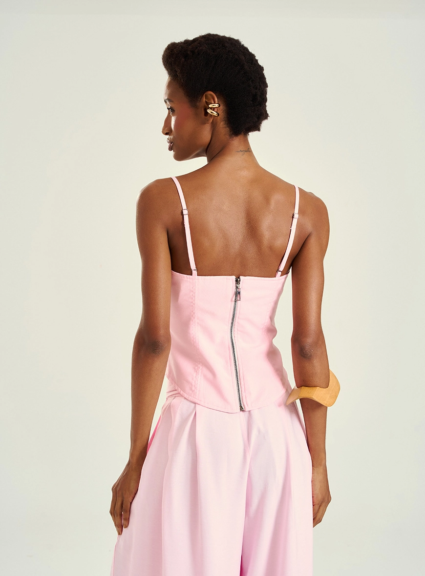 Blusa Feminina Corset Com Alças Finas Rosa 2