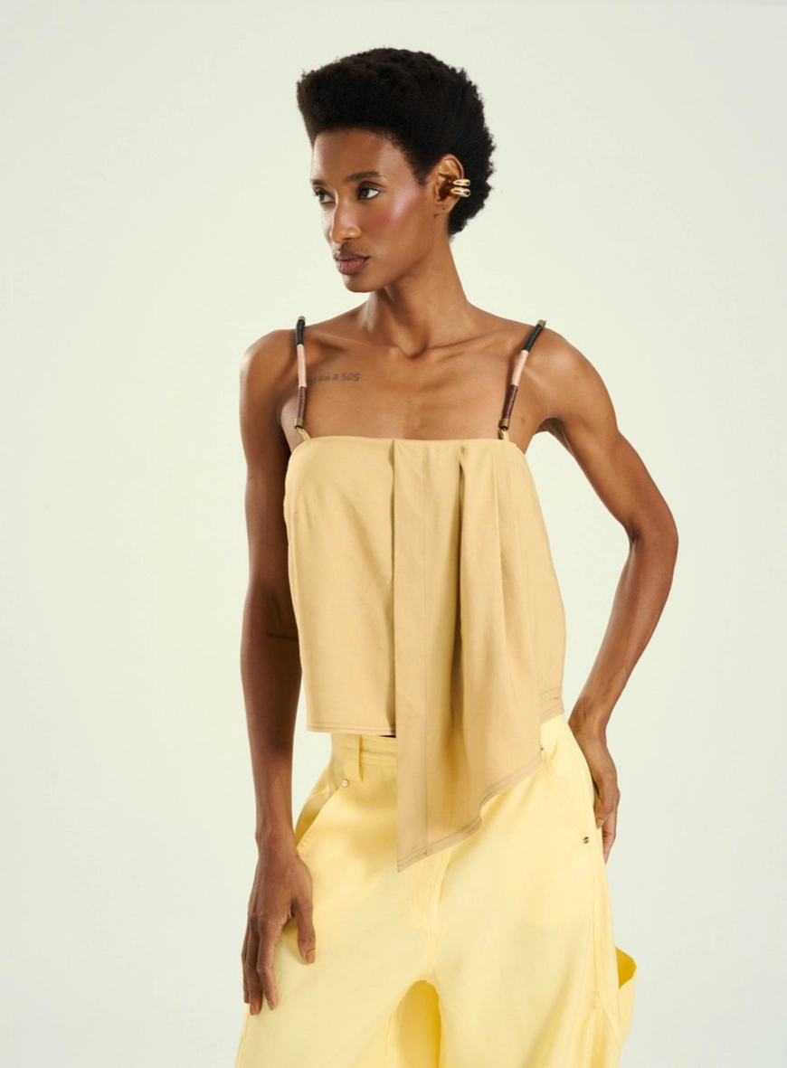 Blusa Feminina Com Alças Finas Bege 1