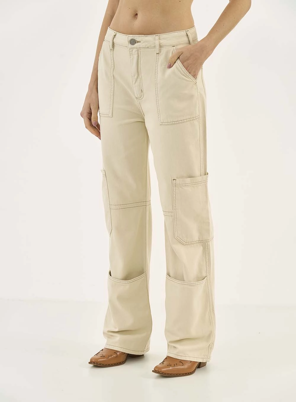 Calca Sarja  Feminino Colcci Jeans Bege