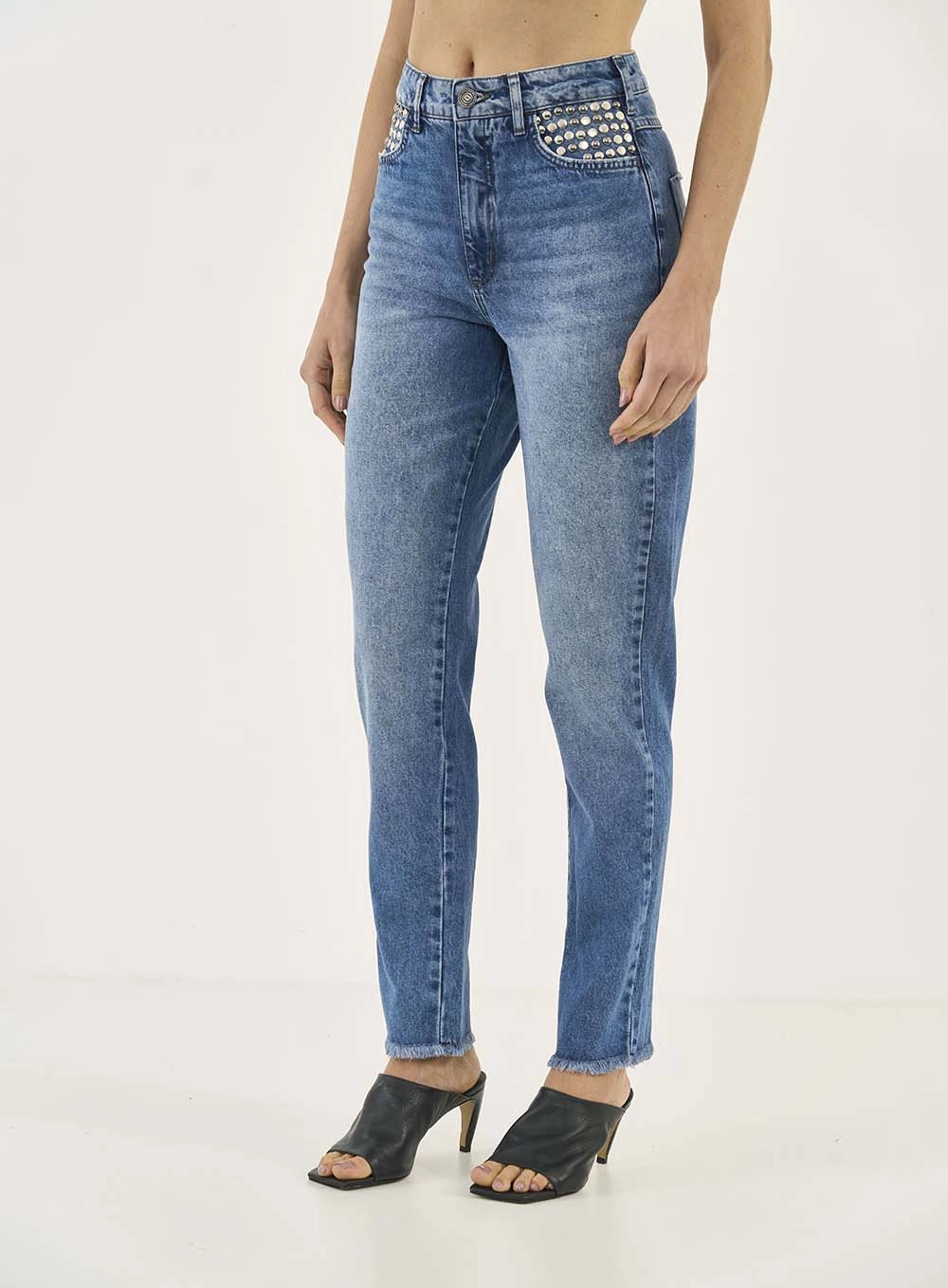 Calça Jeans Madrid Com Metais Índigo