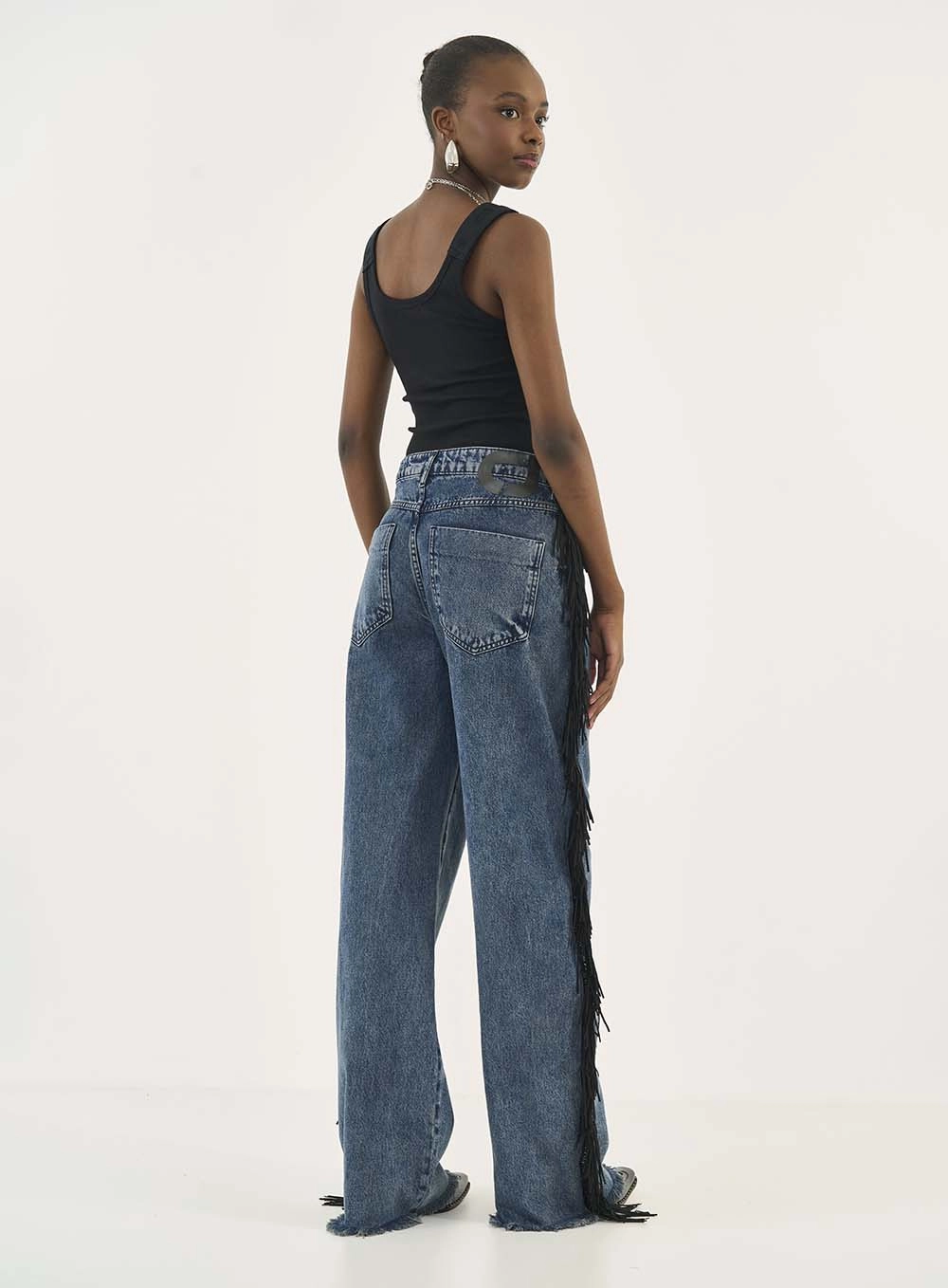 Calça Jeans Berlim Com Franjas Índigo