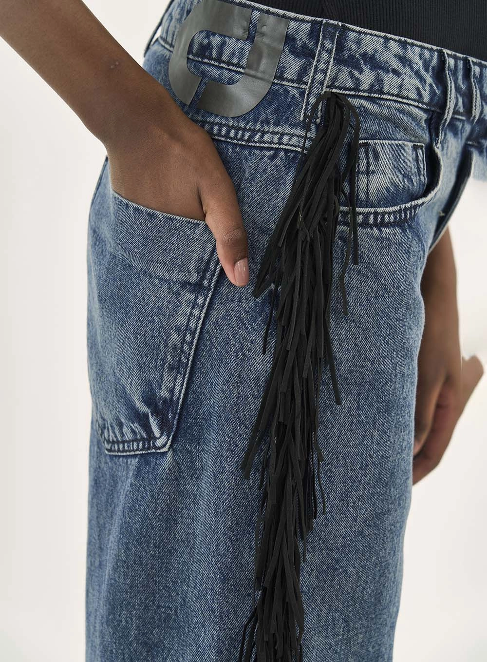 Calça Jeans Berlim Com Franjas Índigo