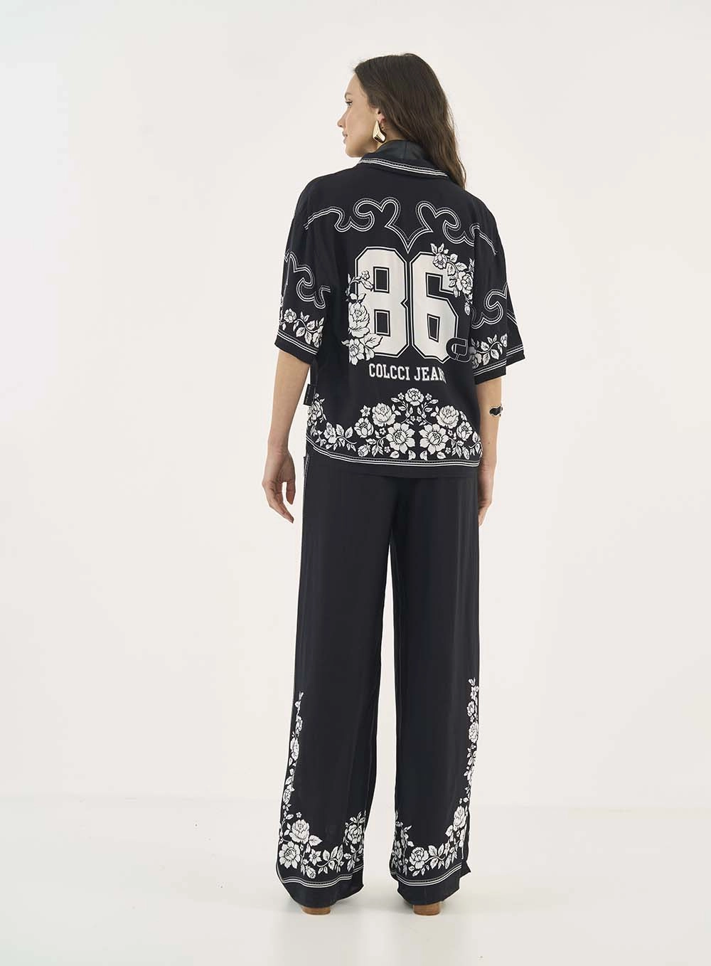 Calça Wide Leg Com Estampa Estampados