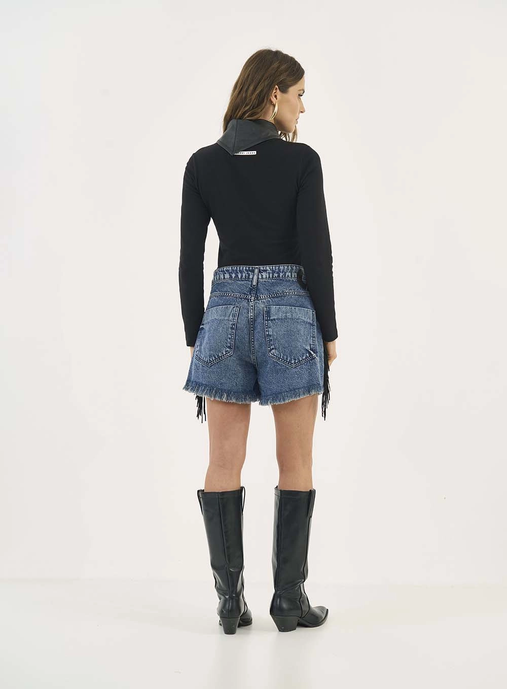 Short Jeans Cancun Com Franjas Índigo