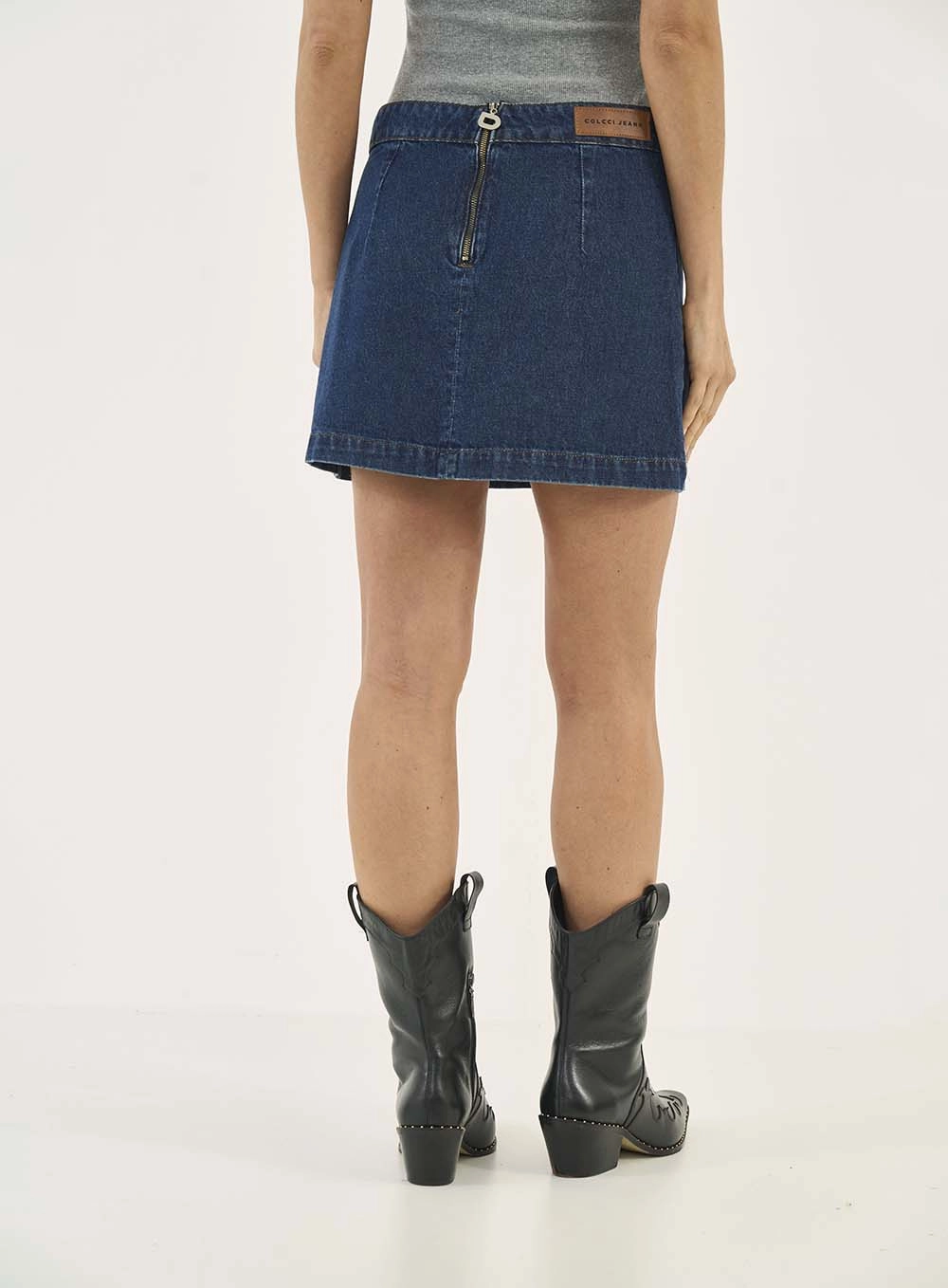 Saia Jeans Com Amarração Lateral Índigo