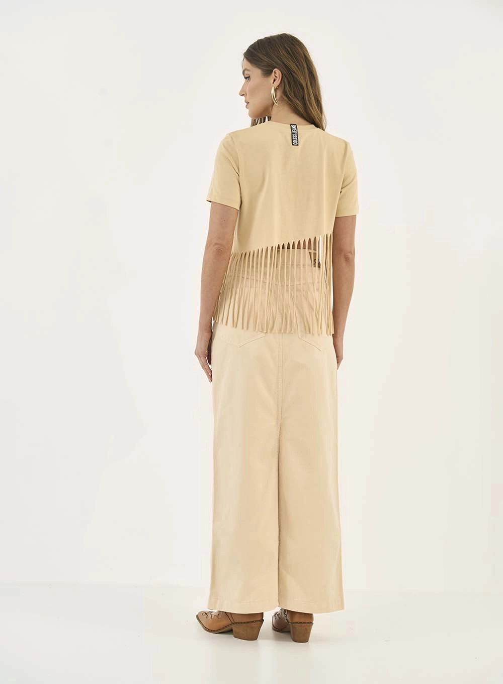 Saia Sarja 1 Feminino Colcci Jeans Bege