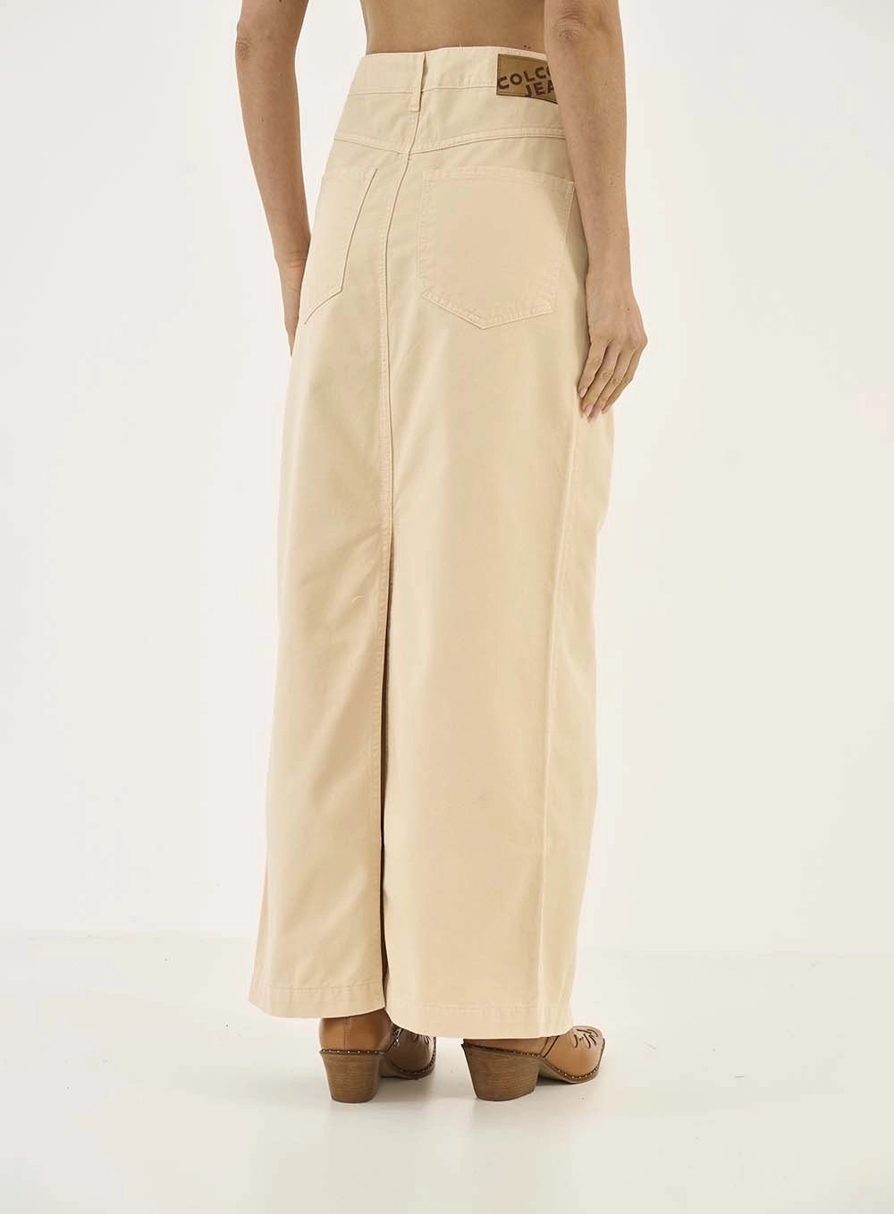 Saia Sarja 1 Feminino Colcci Jeans Bege