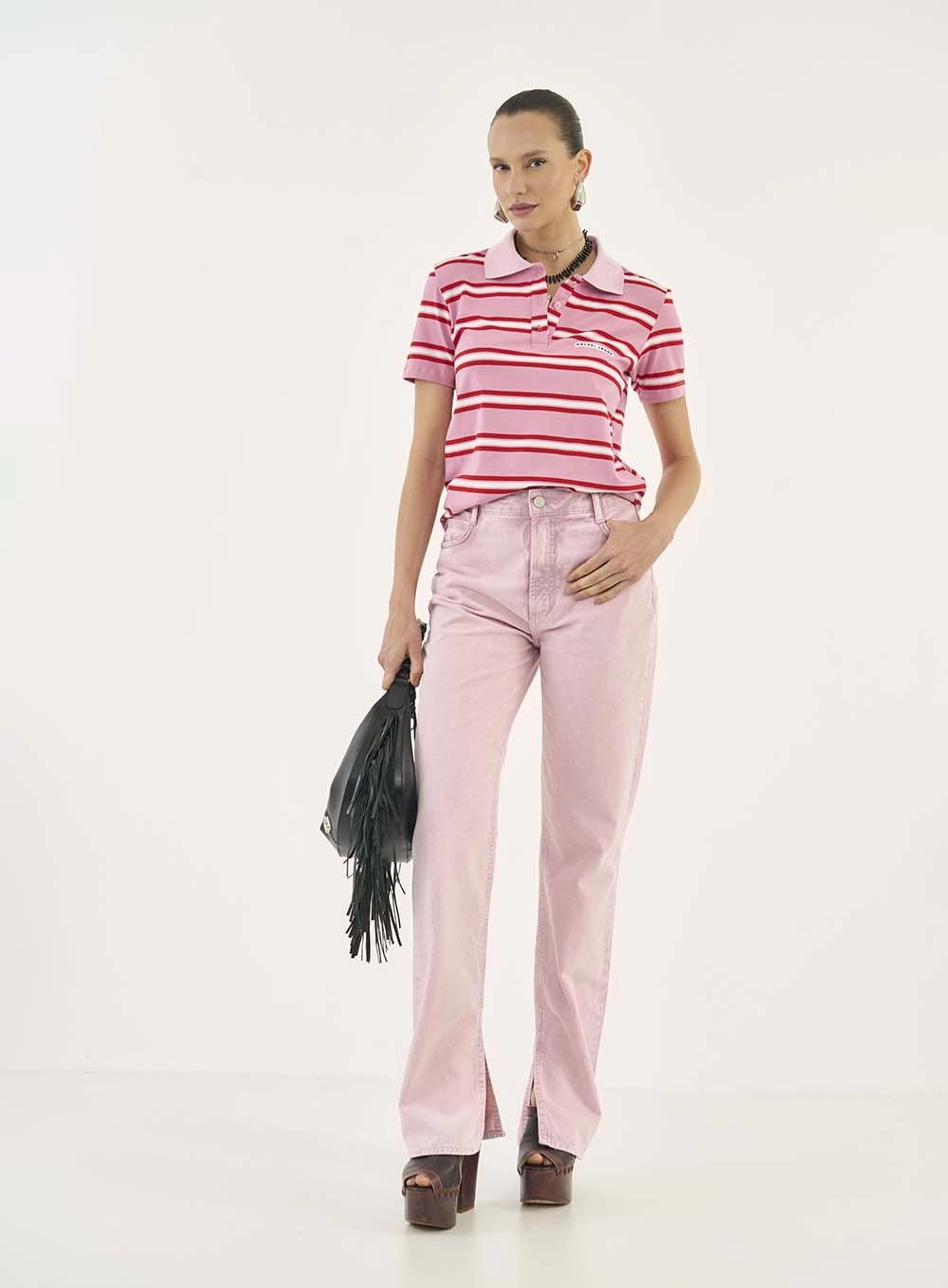 Polo Listrada Western Pink Estampados
