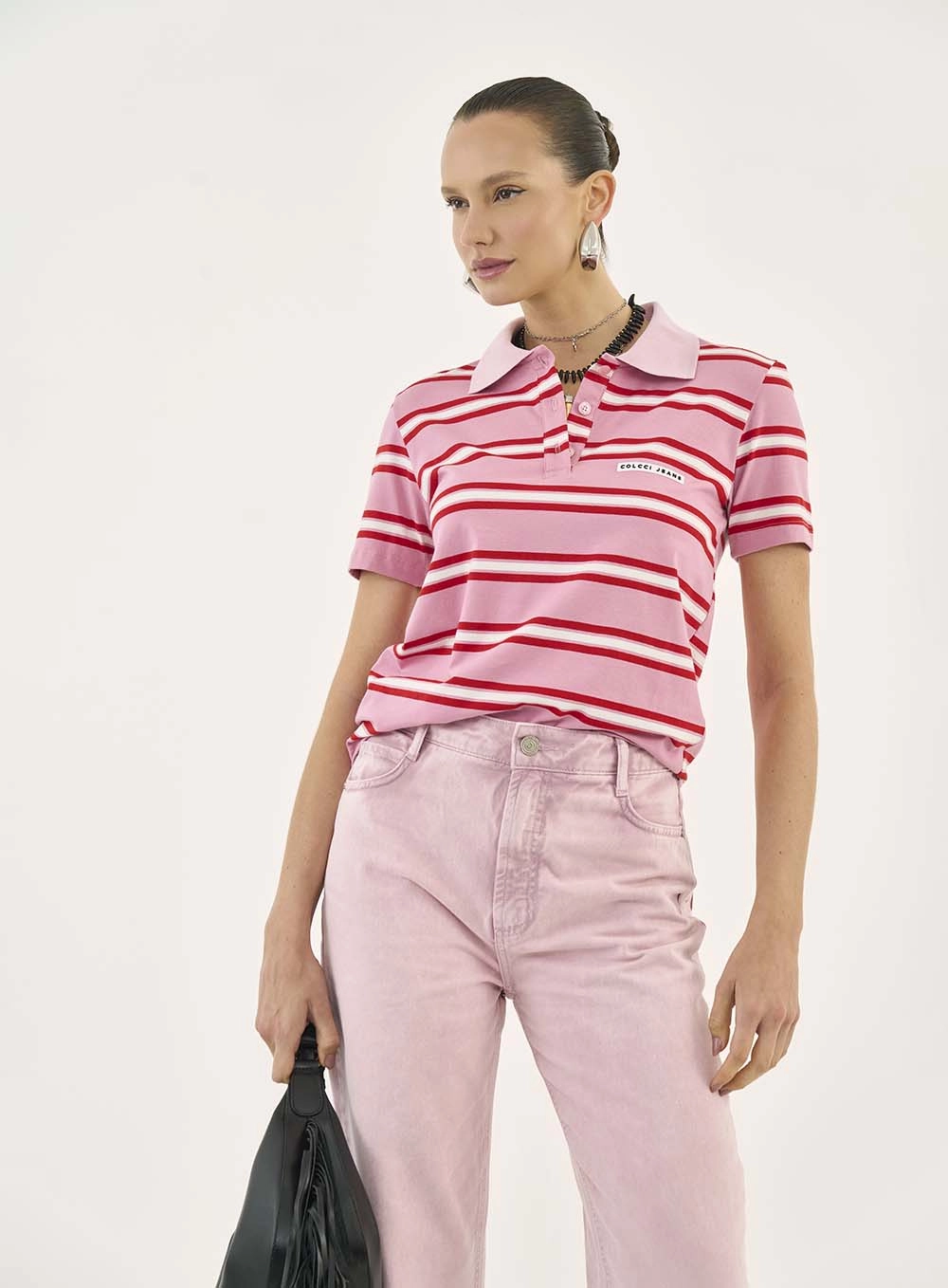 Polo Listrada Western Pink Estampados