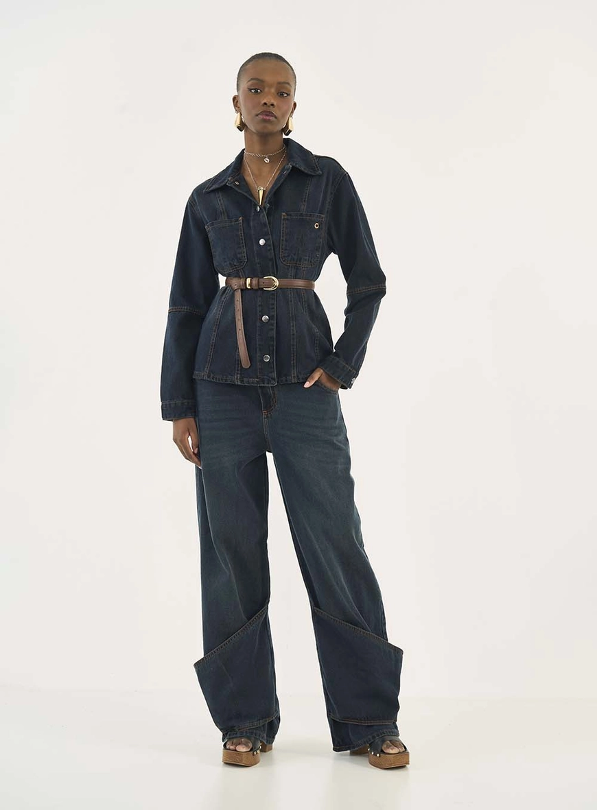 Camisa Jeans Comfort Manga Longa