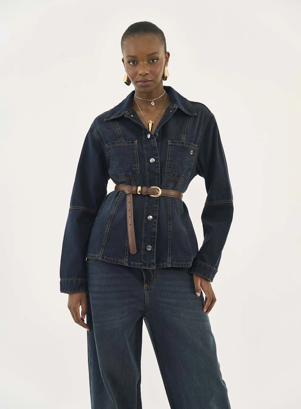 Camisa Jeans Comfort Manga Longa Índigo