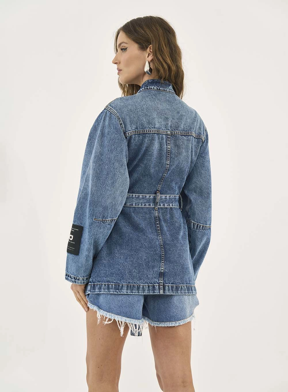 Parka Jeans Com Cinto Índigo