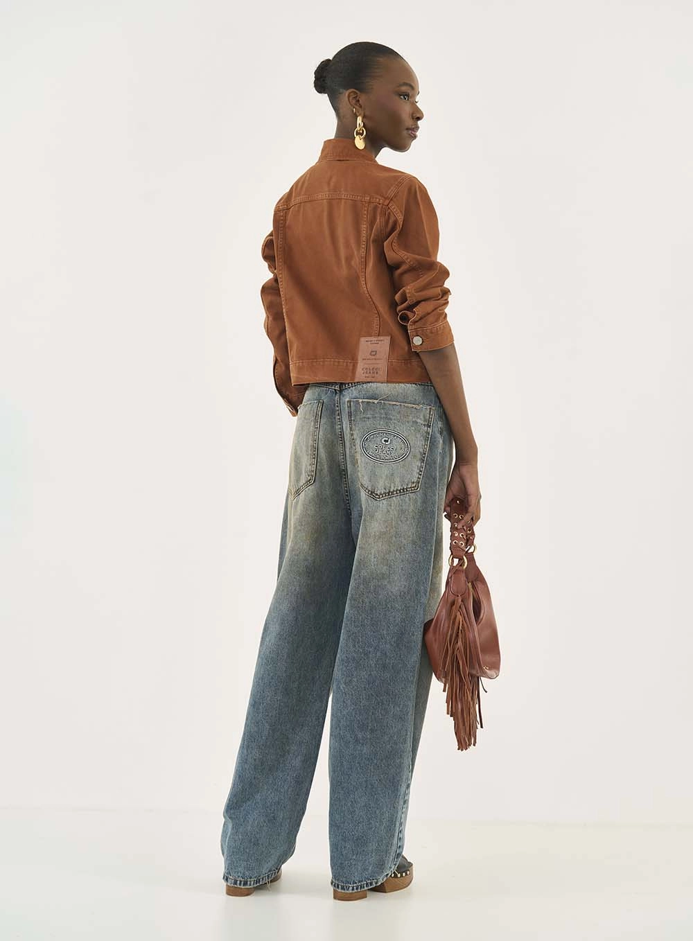 Jaqueta Sarja Slim Western Terracota Marrom