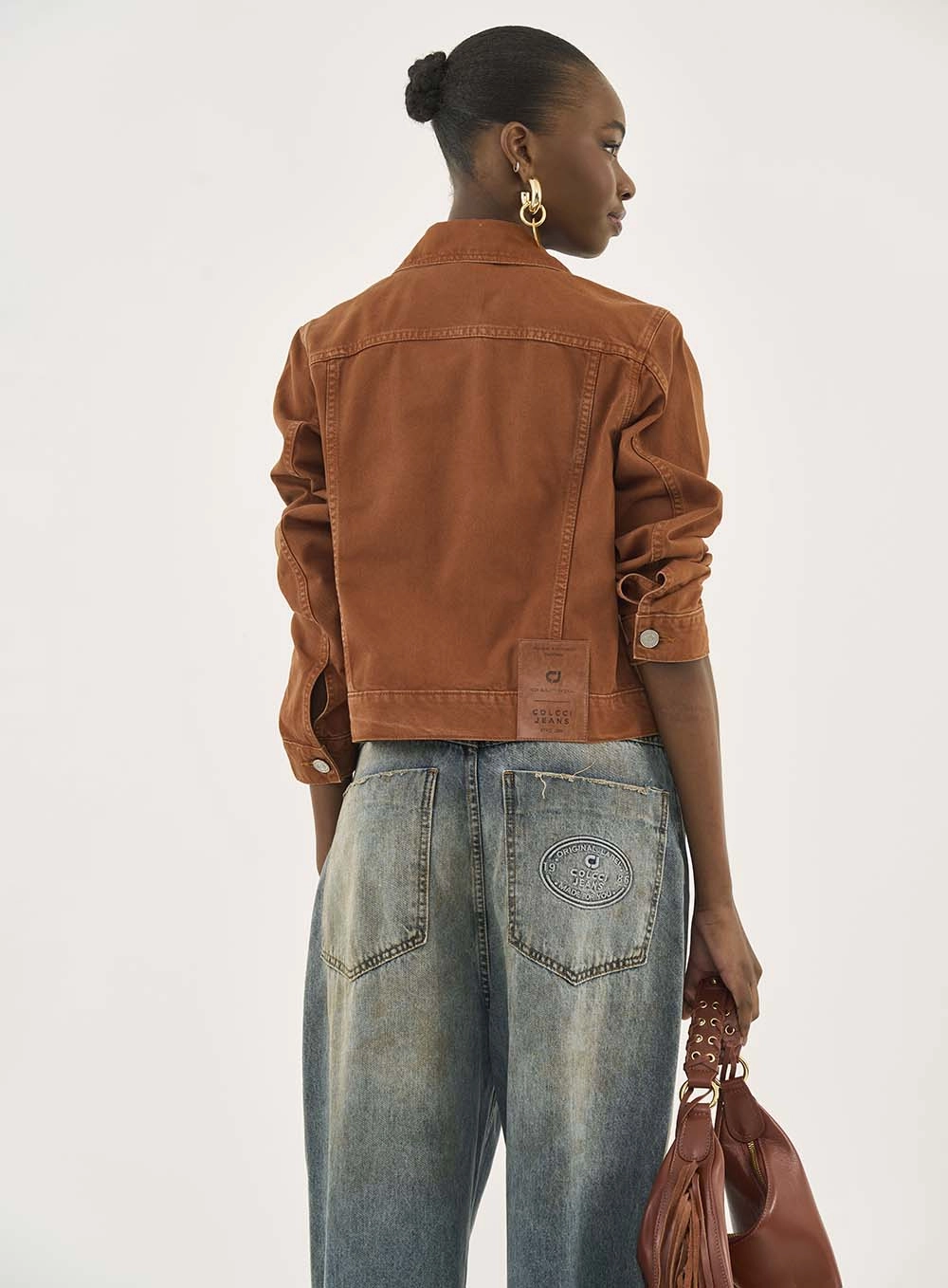 Jaqueta Sarja Slim Western Terracota Marrom