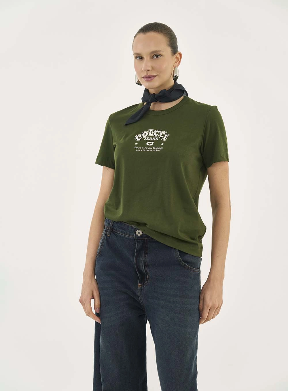 Camiseta Comfort Manga Curta Com Estampa Verde
