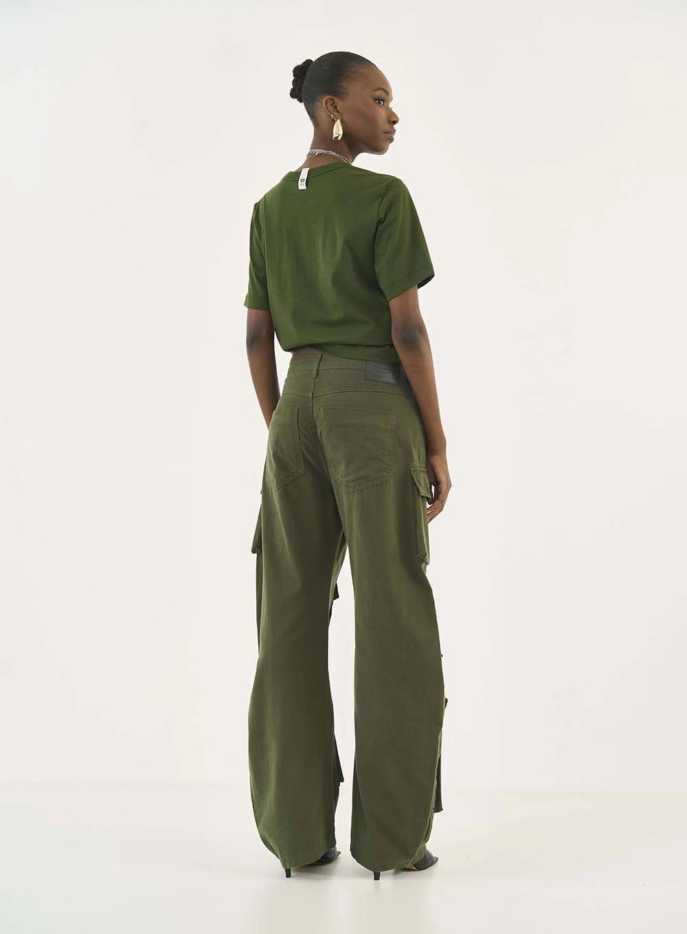 Camiseta Comfort Com Detalhe Franzido Verde