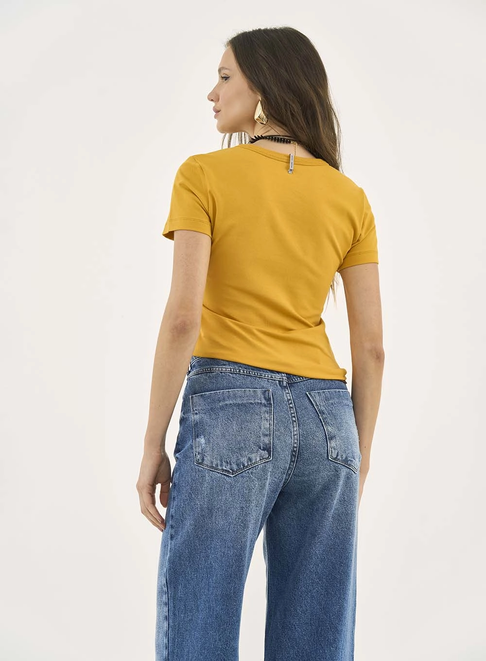 Camiseta Slim Com Estampa Amarelo