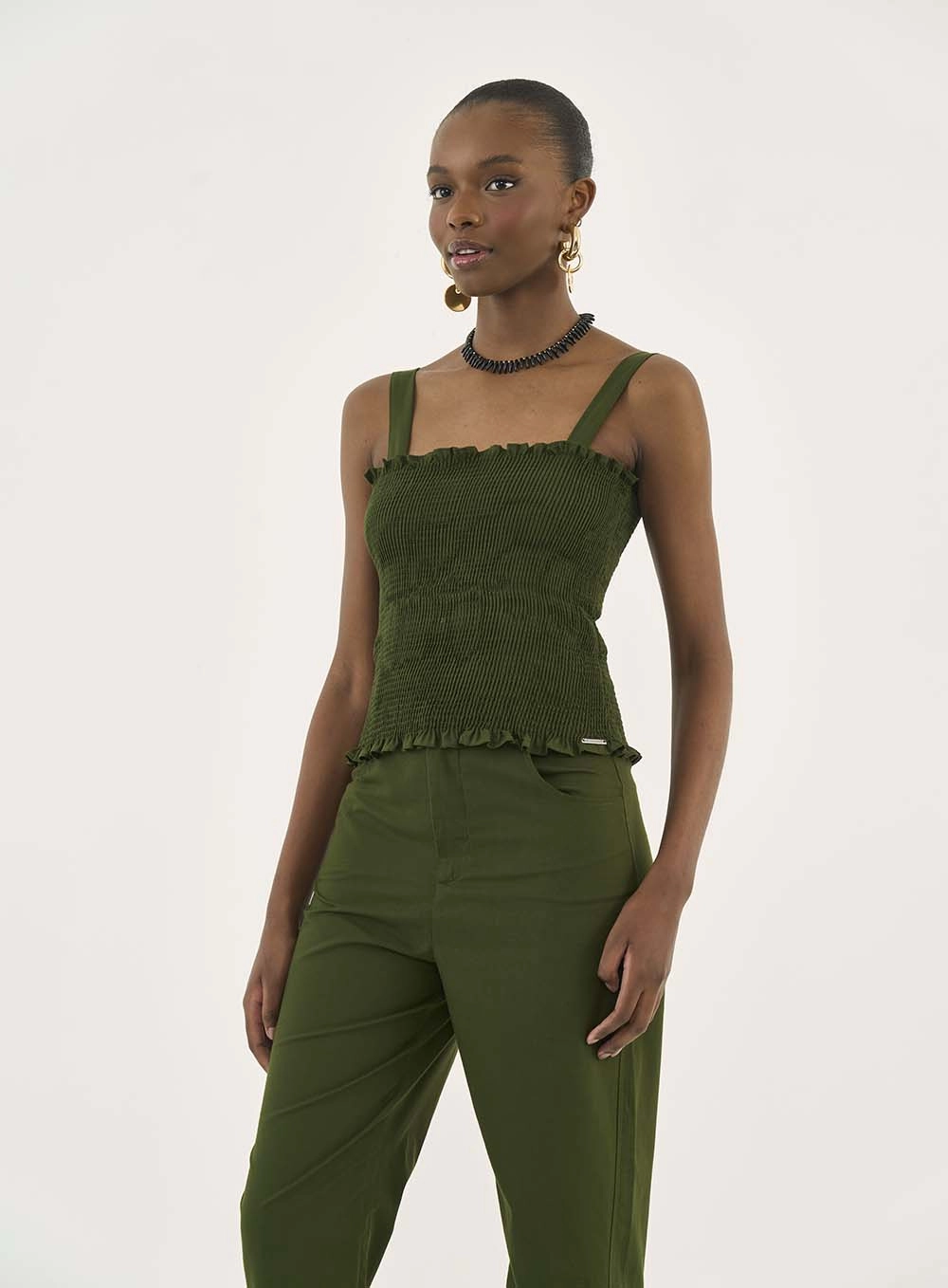 Blusa Tecido Plano 1 Feminino Colcci Jeans Verde