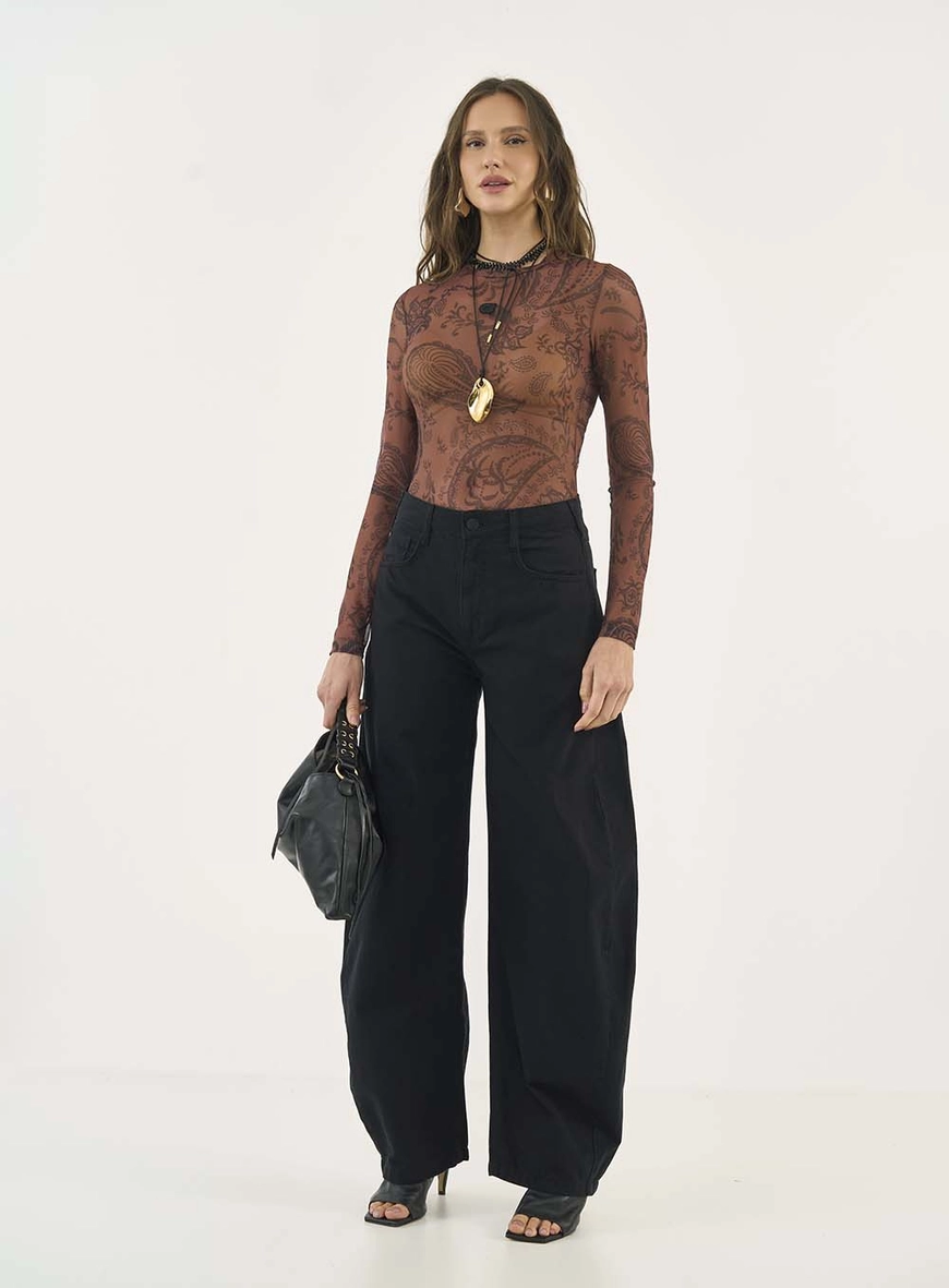 Blusa Slim Em Tule Estampado