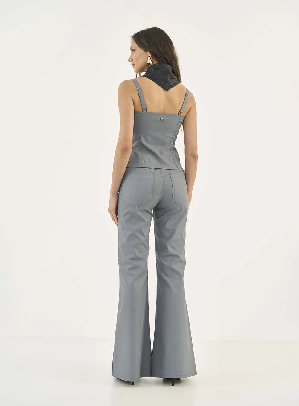 Blusa Sarja Resinada Cinza