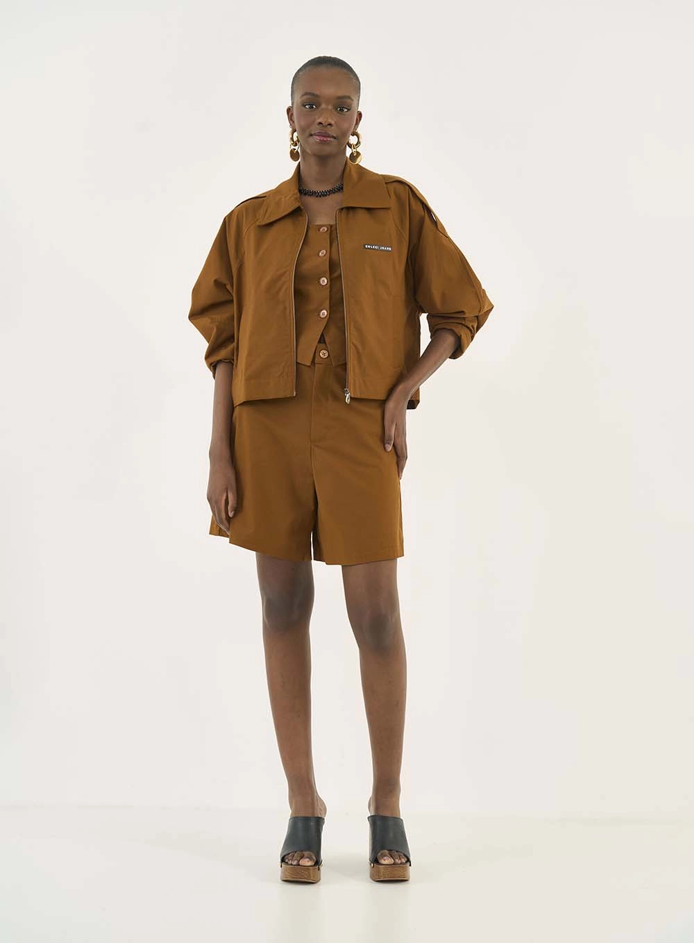 Blusa Alça Buttons Western Marrom