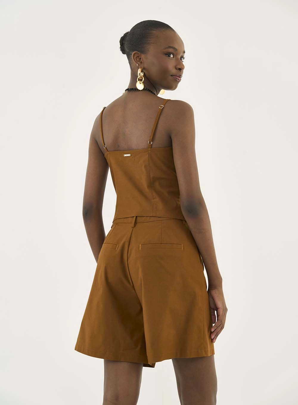 Blusa Alça Buttons Western Marrom