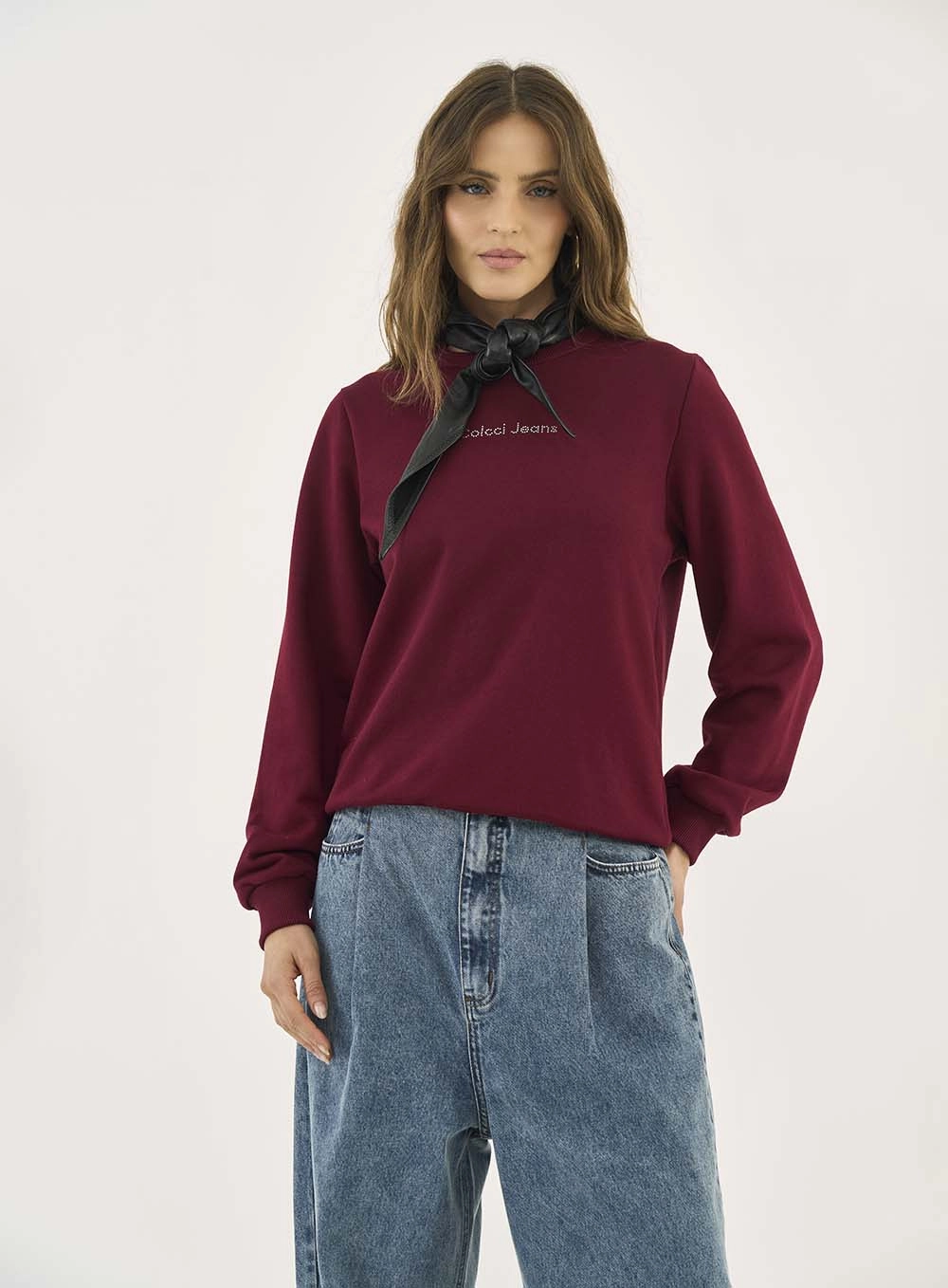 Blusão Moletom Comfort Com Logo Bordô