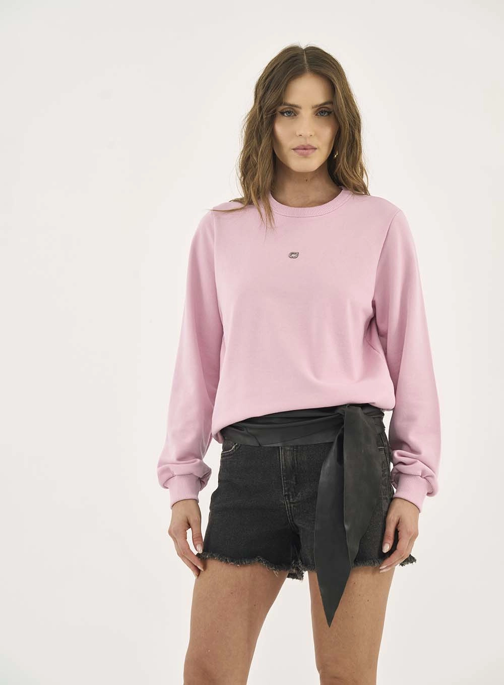 Blusão Comfort Com Detalhe Em Logo Minimalista Rosa