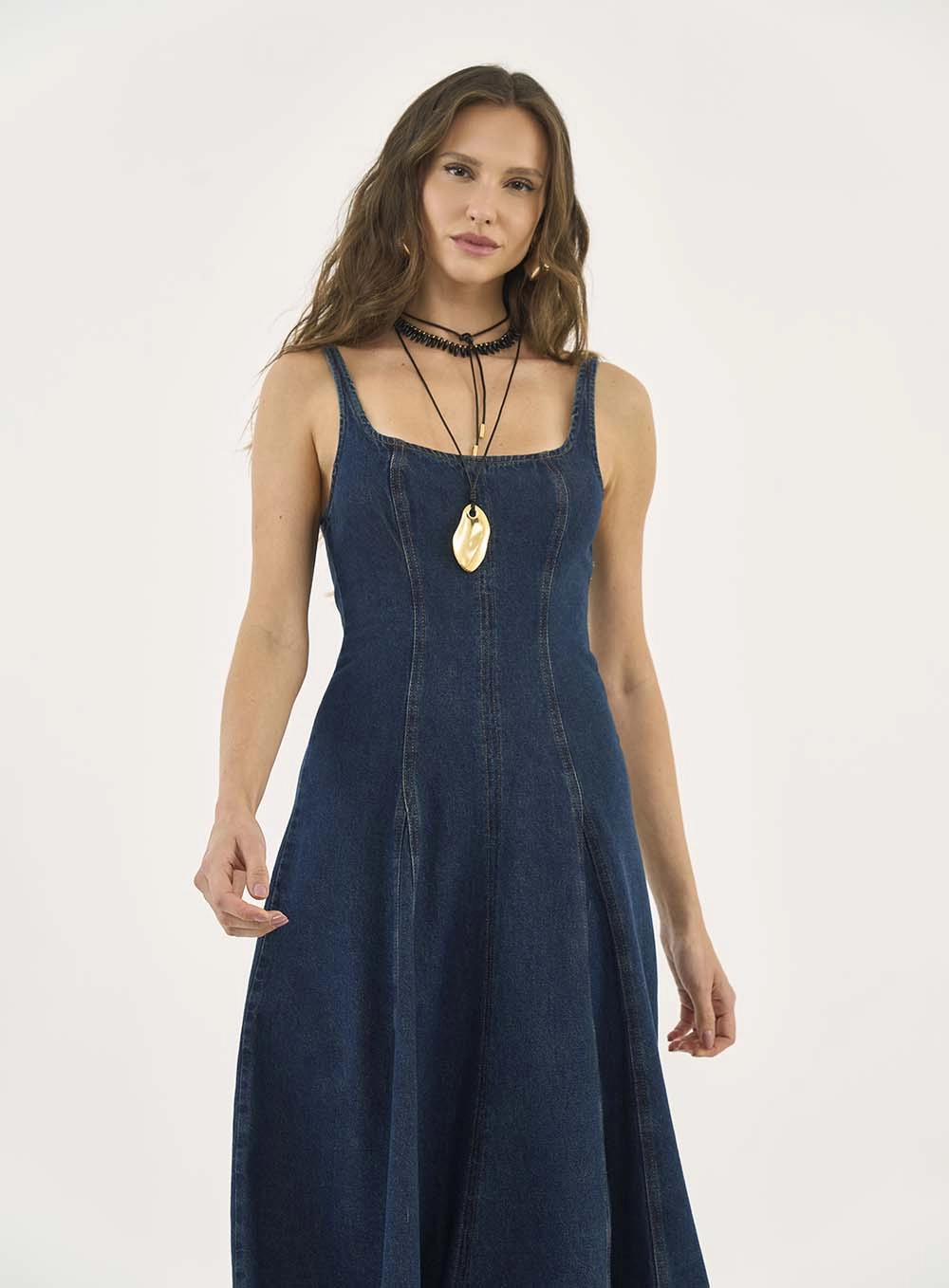 Vestido Jeans Midi Acinturado Índigo