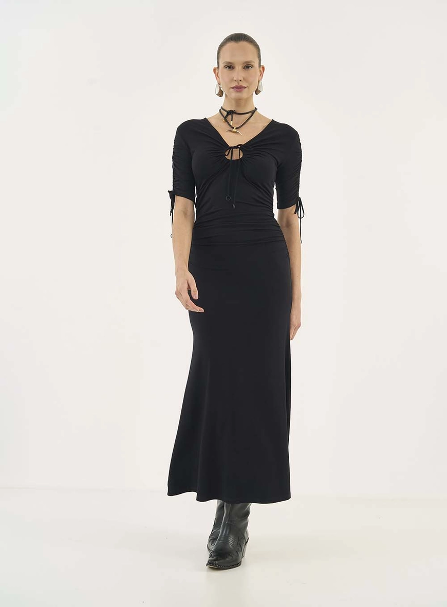 Vestido Slim Midi Com Franzido Lateral